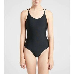 Athleta Keyhole One Piece Swimsuit in Black Size Large